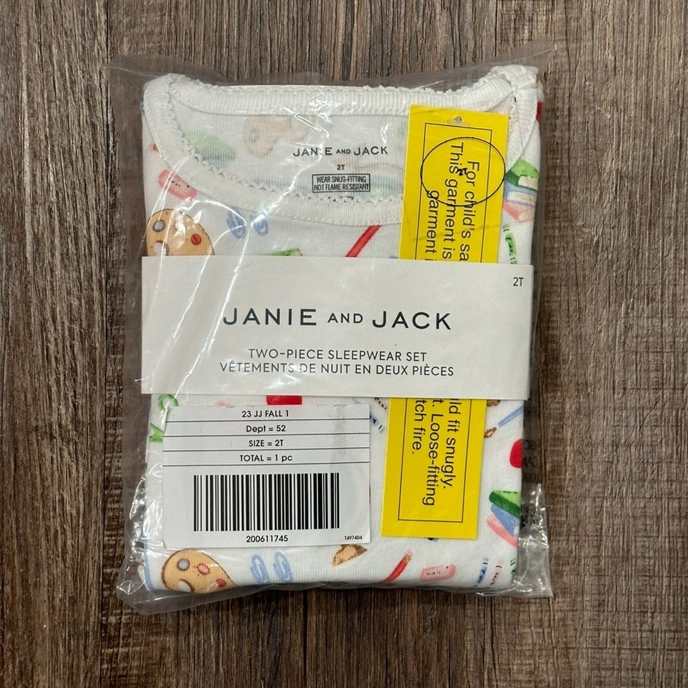 Janie and Jack Goodnight Pajamas in School Supplies Print, 2T